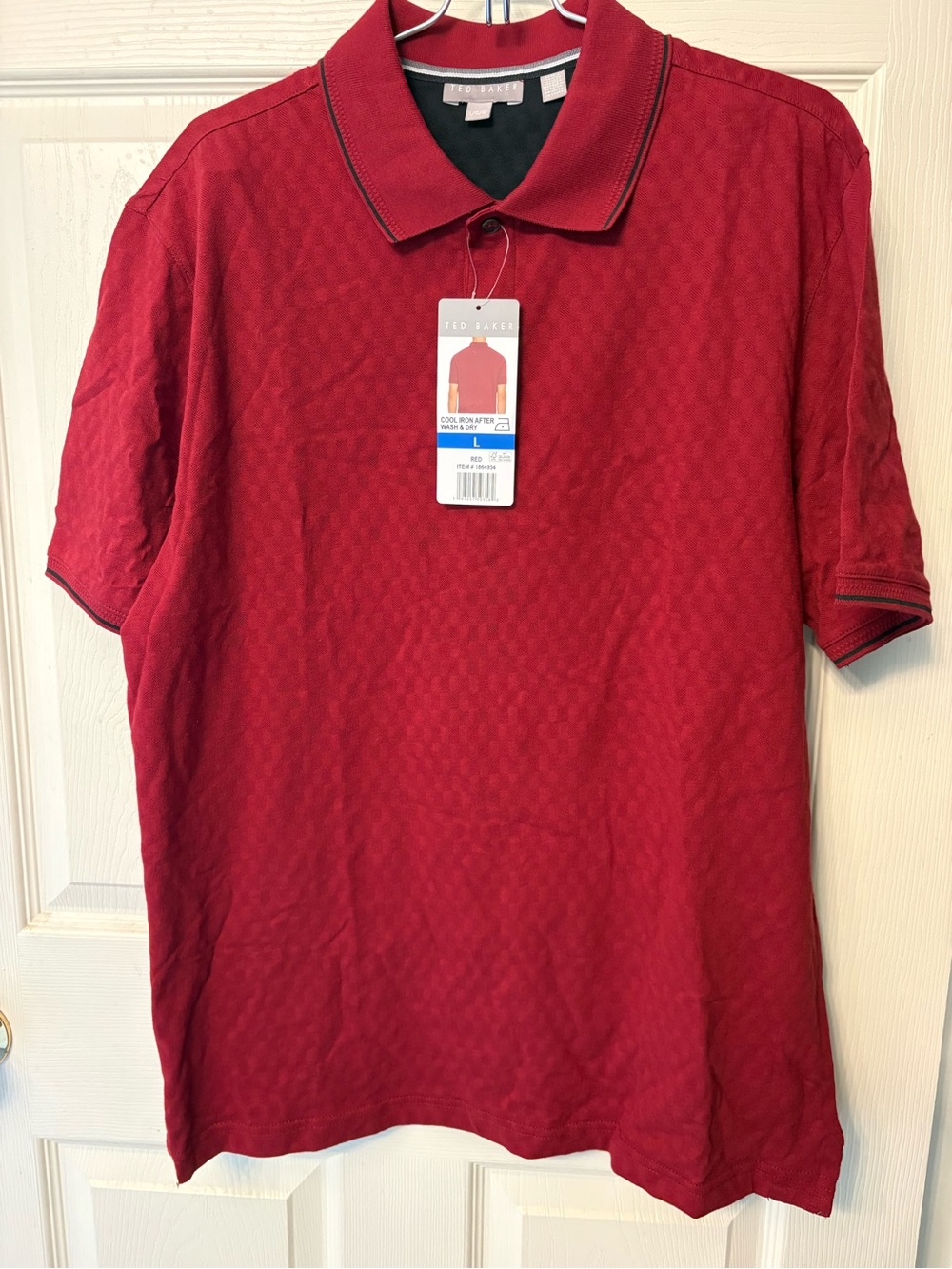 NWT Ted Baker Mens Polo Shirt Short Sleeve Red - Size Large
